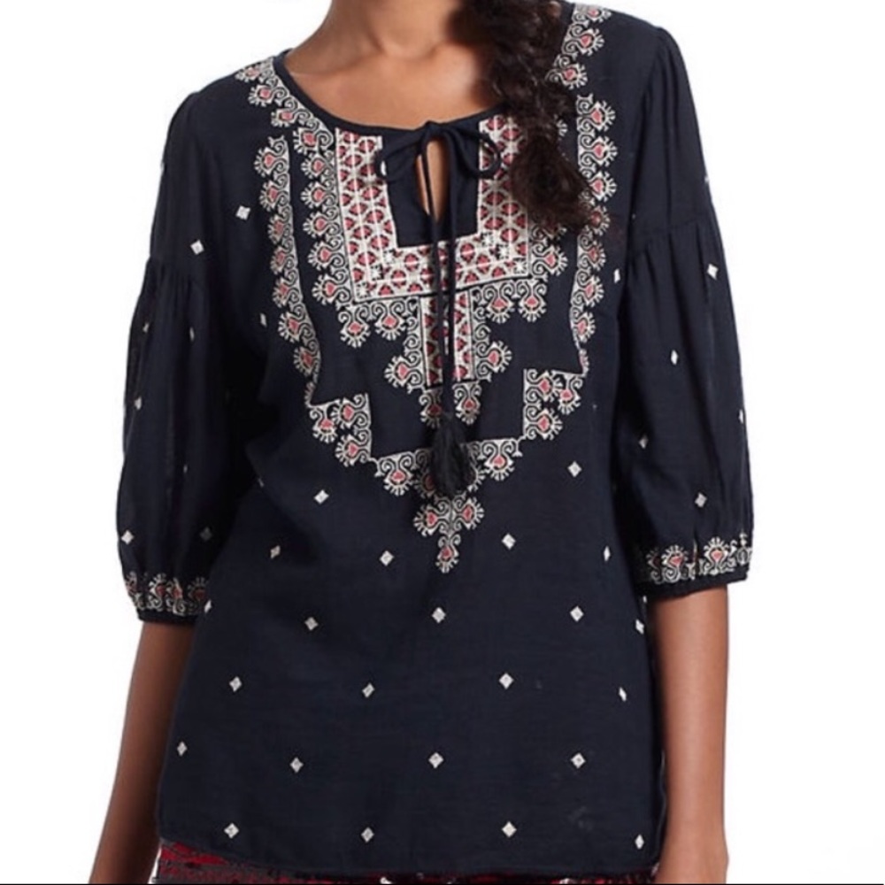 Anthropologie Stitched Medallion Top